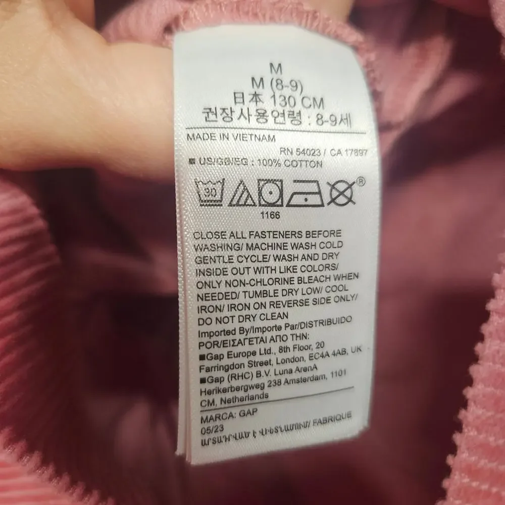 NWT Gap Kids Pink Mauve Corduroy Overall Dress Size Medium (8) New With Tags